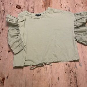 Express Light green short sleeve ruffle top